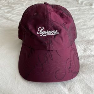 Supreme script logo hat in purple NWT
